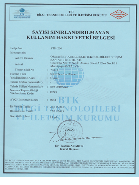 BTK Lisanslı İşletme